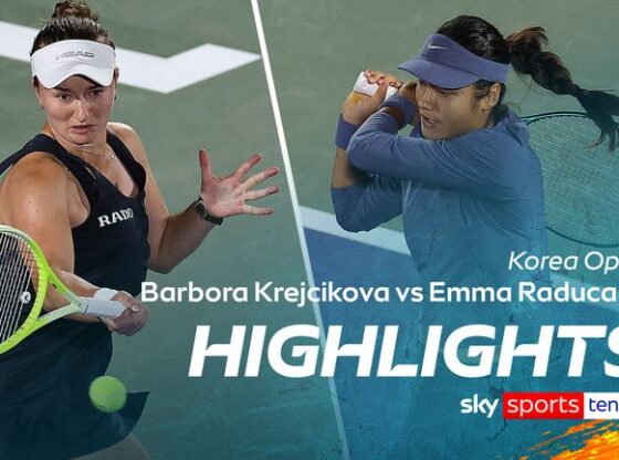 Highlights of match between Barbora Krejcikova and Emma Raducanu from the Korea Open.