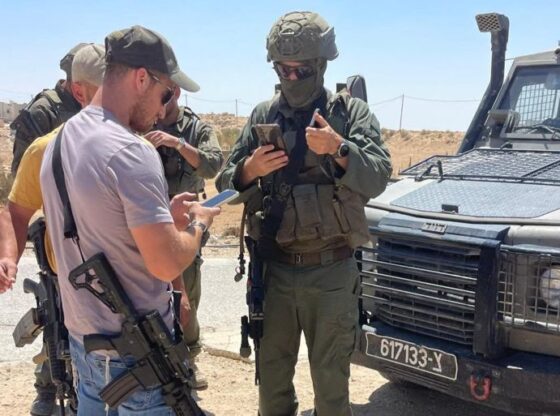 The occupation army and settlers in the village of Zuwaidin