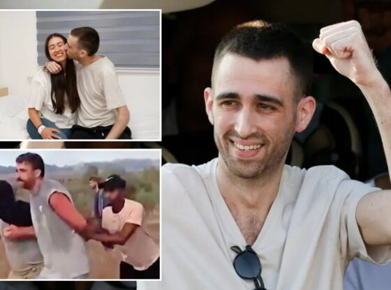 An image collage containing 3 images, Image 1 shows Released hostage Avinatan Or reacts upon arrival at Rabin Medical Center-Beilinson Hospital, Image 2 shows Hostages-prisoners swap deal between Hamas and Israel, Image 3 shows NINTCHDBPICT001030930701