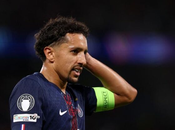 Paris Saint-Germain's Marquinhos at the Parc des Princes stadium in Paris on September 17, 2025.