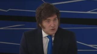 The Argentine president, Javier Milei, during the interview on the La Nación + channel.