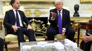 US President Trump meets with NATO Secretary General Rutte in Washington.