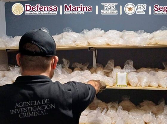 Las autoridades federales anunciaron este domingo que aseguraron 385 kilos y 170 litros de metanfetamina tras ejecutar una orden de cateo en Culiacán, Sinaloa.