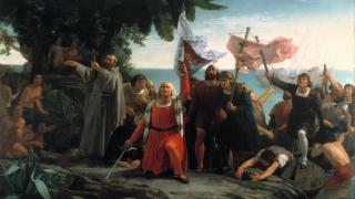 First landing of Christopher Columbus in America.